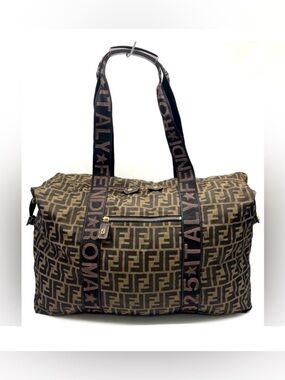 Fendi Zucca Duffle Travel Bag Brown FF Monogram Canvas Vintage